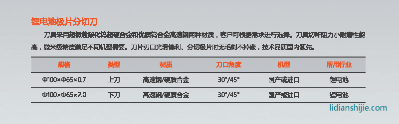 星之際鋰電池極片分切刀φ100性能參數(shù) 星之際鋰電池極片分切刀φ100性能參數(shù)
